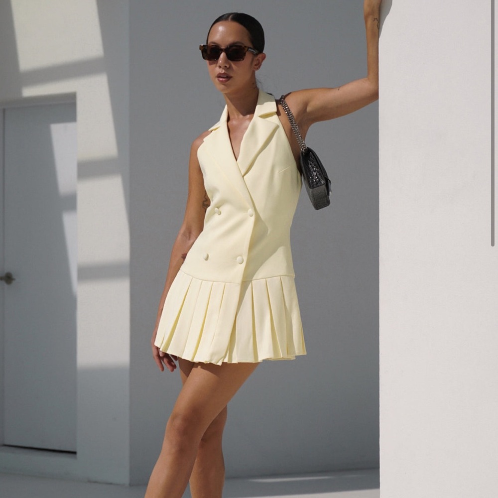 Meshki  Mini Dress in Pale Yellow